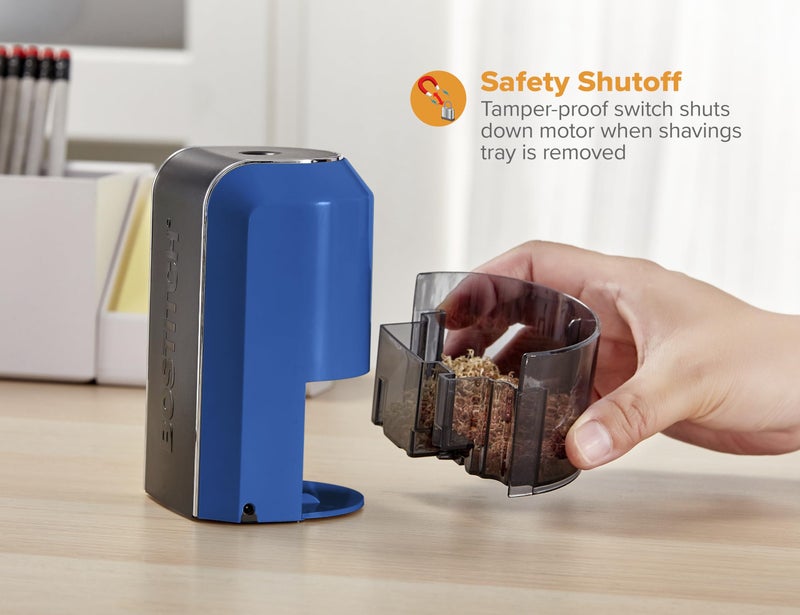 Bostitch مبراة أقلام كهربائية عمودية من بوستيتش، محرك قوي بدون توقف، يمنع الإفراط في التمليس، أزرق (EPS5V-Blue) - Image 4